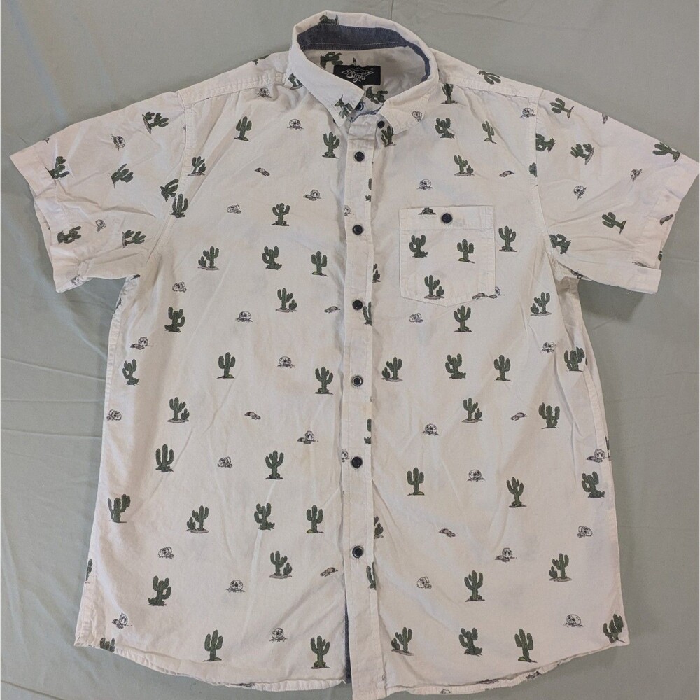 Eighty Eight Men's Button Down Shirt with Cactus Print Size Large